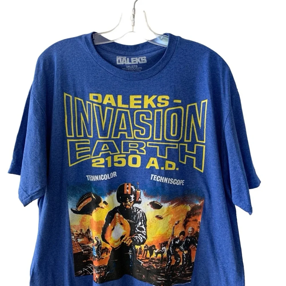 Doctor Who Invasion Earth Graphic T Shirt Invasion Earth Blue Nerdy Dr Who - Picture 3 of 9